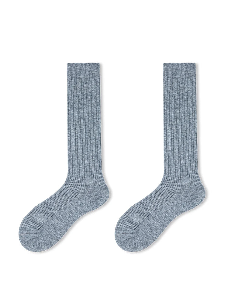 Wool Blend Calf Length Stockings Winter Warm Knitted Long Socks-Socks & Tights-Arimonz-Light Gray-One Size-Arimonz
