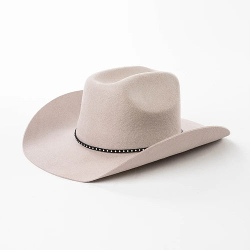 Wool Fedora Felt Cowboy with Studded Belt Wide Brim Curved Edge Hat-Winter Hats-Arimonz-Arimonz