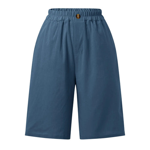 Y2k Bermuda Elastic Waist Solid Color Shorts with Pocket Button Loose-Shorts-Arimonz-Blue-S-Arimonz