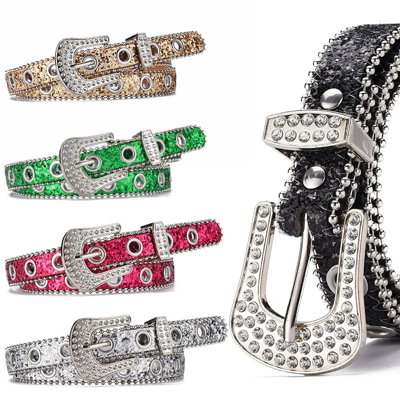 Y2k Girls Belt Retro Leather Rhinestone Pin Buckle Waistband-Belts-Arimonz-Arimonz