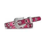 Y2k Girls Belt Retro Leather Rhinestone Pin Buckle Waistband-Belts-Arimonz-rose red-105CM/41inches-Arimonz