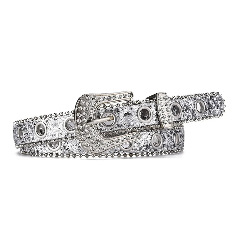 Y2k Girls Belt Retro Leather Rhinestone Pin Buckle Waistband-Belts-Arimonz-White-105CM/41inches-Arimonz