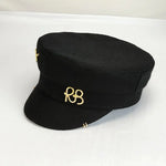 Y2K Newsboy Woolen Cap with Earrings Military Flat Top Style Beret Hat-Women's Caps-Arimonz-Arimonz