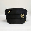 Y2K Newsboy Woolen Cap with Earrings Military Flat Top Style Beret Hat-Women's Caps-Arimonz-Black-One Size-Arimonz