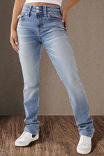 Y2K Revival Mid-Waist Splice Bodycon Straight Denim Jeans for Women-Skinny Jeans-Arimonz-light blue-S-Arimonz