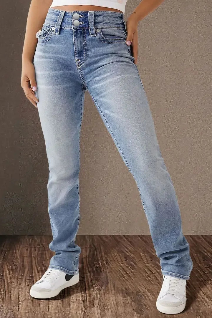 Y2K Revival Mid-Waist Splice Bodycon Straight Denim Jeans for Women-Skinny Jeans-Arimonz-light blue-S-Arimonz