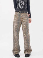 Y2k Vintage Leopard Print Loose Women Jeans Straight High Waist Jeans-Skinny Jeans-Arimonz-Arimonz