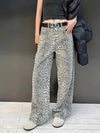 Y2k Vintage Leopard Print Loose Women Jeans Straight High Waist Jeans-Skinny Jeans-Arimonz-Grey-S-Arimonz
