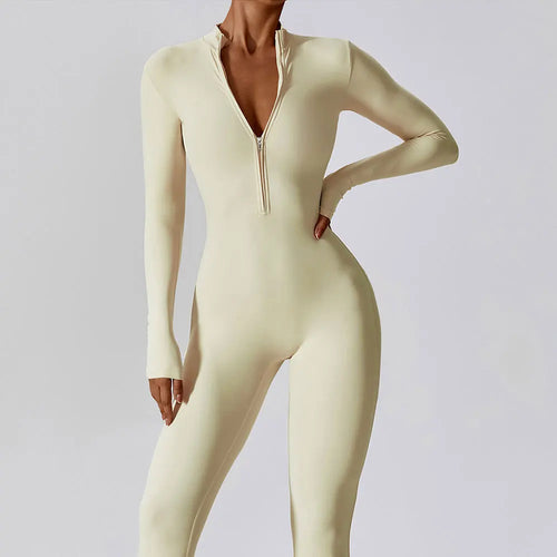 Yoga Boilersuit Long Sleeved Women's Sportswear Gym Zipper Jumpsuits-Casual Jumpsuits & Rompers-Arimonz-Arimonz