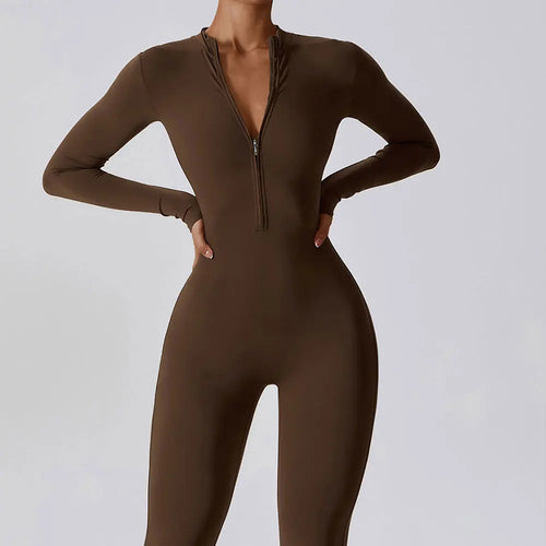 Yoga Boilersuit Long Sleeved Women's Sportswear Gym Zipper Jumpsuits-Casual Jumpsuits & Rompers-Arimonz-Arimonz