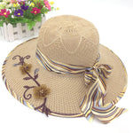 Foldable Wide Brim Floppy Girls Straw Sun Hat Beach Women Summer Hat