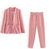 2 Piece Set Blazer Blazer Office Suit Pantsuit Simple Solid Color Suit-Wear To Work Sets-Arimonz-Arimonz
