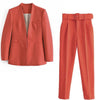 2 Piece Set Blazer Blazer Office Suit Pantsuit Simple Solid Color Suit-Wear To Work Sets-Arimonz-Arimonz