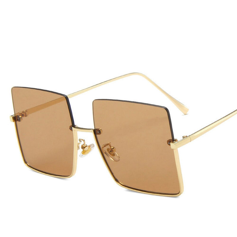 Metal Semi Rimless Sunglasses Women Retro Oversized Square Sun Glasses –  Arimonz