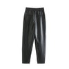 Women High Waist Black Faux Leather Pants Loose Pencil Elegant Trouser