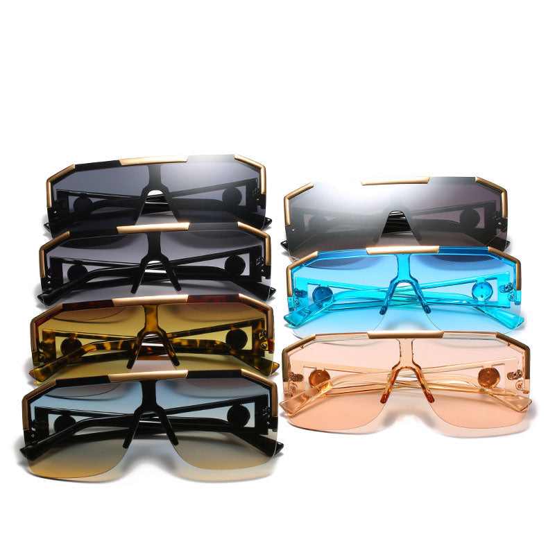 New Fashion Big Frame Sunglasses Men Square Metal Sun Glasses