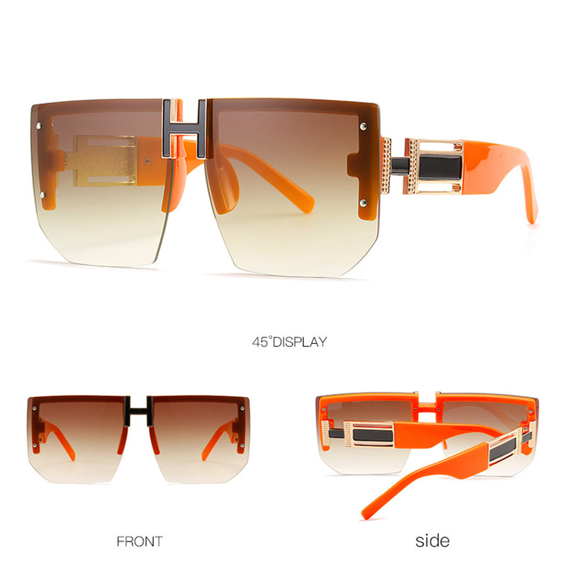 Rimless Oversized Sunglasses Women Vintage Square Flat Top Sun Glasses –  Arimonz