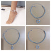 Silver Stretchy Rows Anklet Ankle Chain Rhinestones Foot Jewelry
