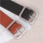 Leather Belt for Women Square Pin Buckle Black Belts for Jeans Pants