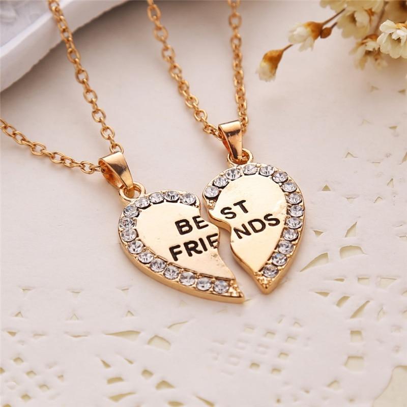 2pcs Best Friends Forever Necklace for Women Heart Pendant Best Friend Necklace Friendship Jewelry-Necklaces-Arimonz-Gold-Arimonz