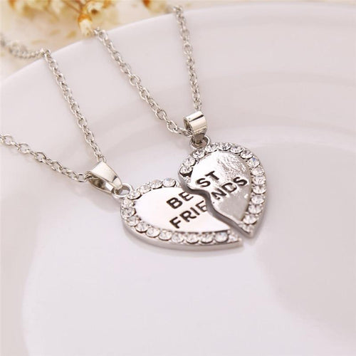 2pcs Best Friends Forever Necklace for Women Heart Pendant Best Friend Necklace Friendship Jewelry-Necklaces-Arimonz-Silver-Arimonz