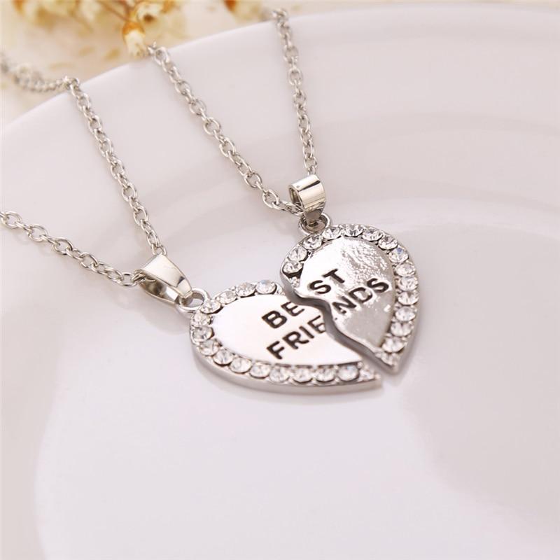 2pcs Best Friends Forever Necklace for Women Heart Pendant Best Friend Necklace Friendship Jewelry-Necklaces-Arimonz-Silver-Arimonz