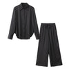 2pcs Pants Shirts Sets Fashion Solid Blouse Casual Turn Down Collar-Wear To Work Sets-Arimonz-Arimonz