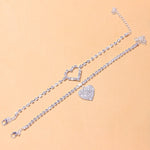2pcs set Heart Rhinestone Anklets Foot Bracelet Summer Beach Chain-Anklets-Arimonz-Arimonz