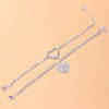 2pcs set Heart Rhinestone Anklets Foot Bracelet Summer Beach Chain-Anklets-Arimonz-Arimonz