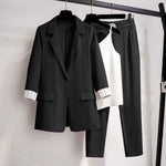3 Pcs Set Women Office Lady Work Graceful Suit Outfits Daily-Wear To Work Sets-Arimonz-Black Set-M(40-50Kg)-Arimonz