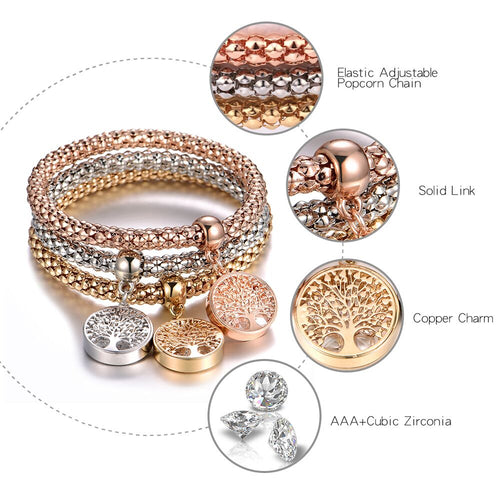 3pcs Crystal Charm Bracelet For Women Jewelry Bracelet Chain Jewelry-Braceletes-Arimonz-Arimonz