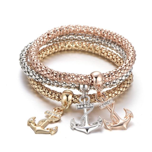 3pcs Crystal Charm Bracelet For Women Jewelry Bracelet Chain Jewelry-Braceletes-Arimonz-Anchor Style-Arimonz