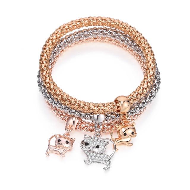 3pcs Crystal Charm Bracelet For Women Jewelry Bracelet Chain Jewelry-Braceletes-Arimonz-Cat-Arimonz