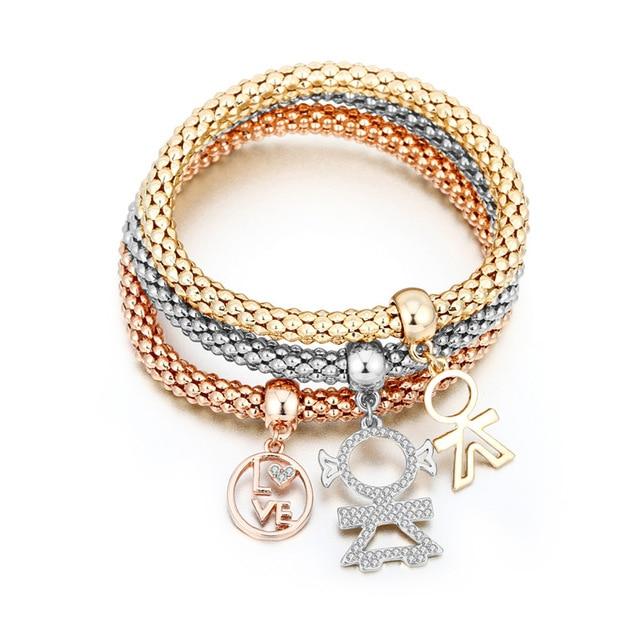 3pcs Crystal Charm Bracelet For Women Jewelry Bracelet Chain Jewelry-Braceletes-Arimonz-Love Boy and Girl-Arimonz
