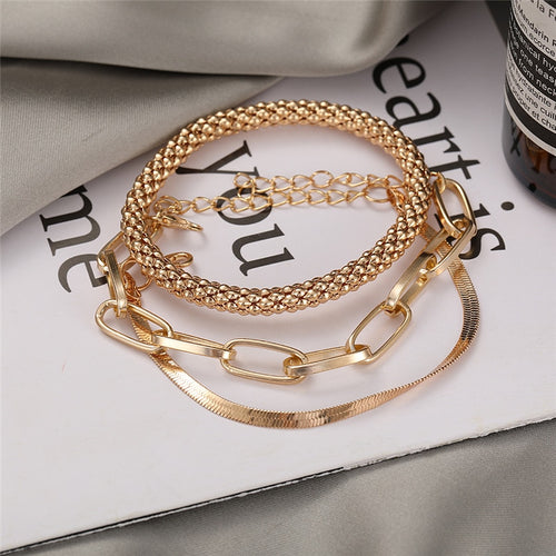 3pcs Set Fashion Thick Chain Link Bracelets Bangles For Women-Braceletes-Arimonz-Arimonz