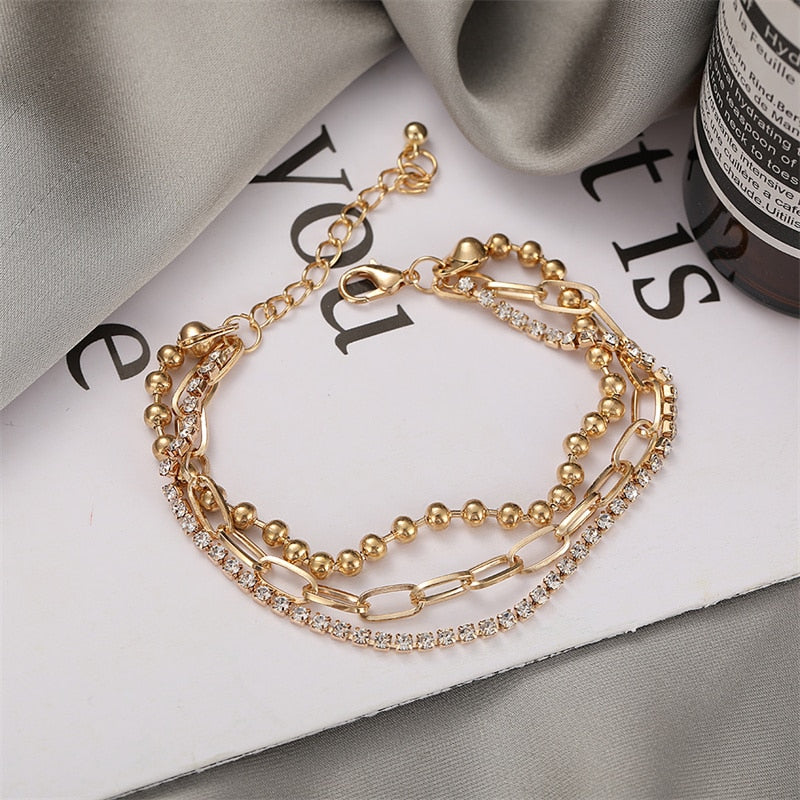 3pcs Set Fashion Thick Chain Link Bracelets Bangles For Women-Braceletes-Arimonz-Arimonz