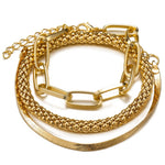 3pcs Set Fashion Thick Chain Link Bracelets Bangles For Women-Braceletes-Arimonz-Chain Gold-Arimonz
