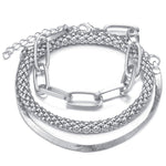 3pcs Set Fashion Thick Chain Link Bracelets Bangles For Women-Braceletes-Arimonz-Chain Silver-Arimonz