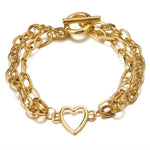 3pcs Set Fashion Thick Chain Link Bracelets Bangles For Women-Braceletes-Arimonz-Heart Gold-Arimonz