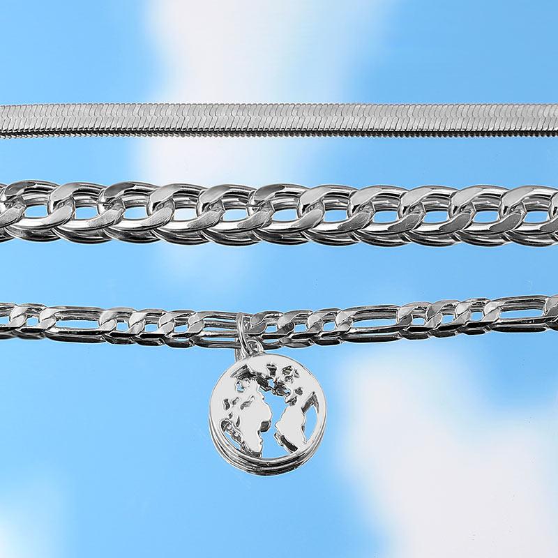 3pcs World Map Anklets For Women Bohemian Multilayer Anklet Jewelry-Anklets-Arimonz-Arimonz