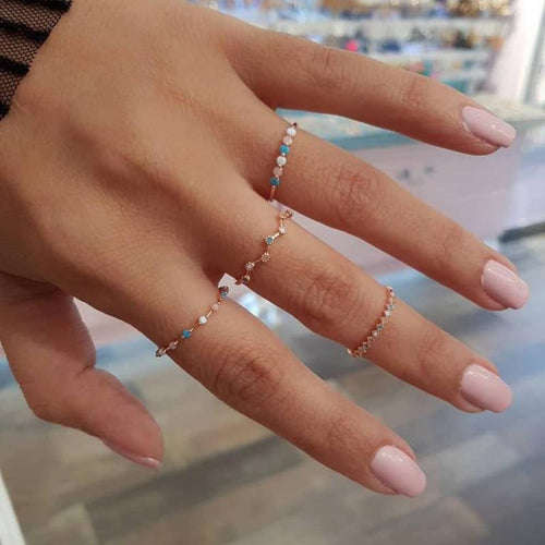 4pcs Wave Colorful Round Rings Geometry Charm Ring-Rings-Arimonz-Arimonz