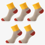 5 Pairs Women Winter Socks Vintage Patchwork Rabbit Wool Cotton Socks-Socks & Tights-Arimonz-Brown-Arimonz
