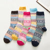5 Pairs Women Winter Socks Vintage Patchwork Rabbit Wool Cotton Socks-Socks & Tights-Arimonz-Lines-Arimonz