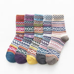 5 Pairs Women Winter Socks Vintage Patchwork Rabbit Wool Cotton Socks-Socks & Tights-Arimonz-Neutral-Arimonz