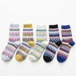 5 Pairs Women Winter Socks Vintage Patchwork Rabbit Wool Cotton Socks-Socks & Tights-Arimonz-Pattern-Arimonz