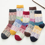 5 Pairs Women Winter Socks Vintage Patchwork Rabbit Wool Cotton Socks-Socks & Tights-Arimonz-Pattern Multicolor-Arimonz