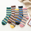 5 Pairs Women Winter Socks Vintage Patchwork Rabbit Wool Cotton Socks-Socks & Tights-Arimonz-Stripes-Arimonz