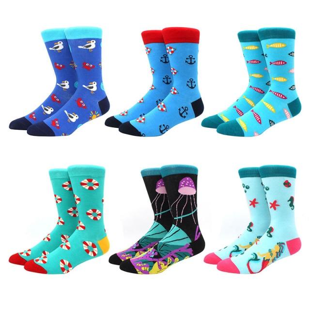 6 pairs Socks Casual Personality Design Streetwear Socks for Women-Socks & Tights-Arimonz-12-Arimonz