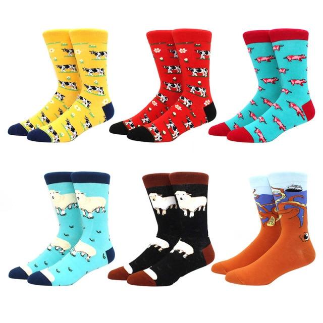 6 pairs Socks Casual Personality Design Streetwear Socks for Women-Socks & Tights-Arimonz-46-Arimonz