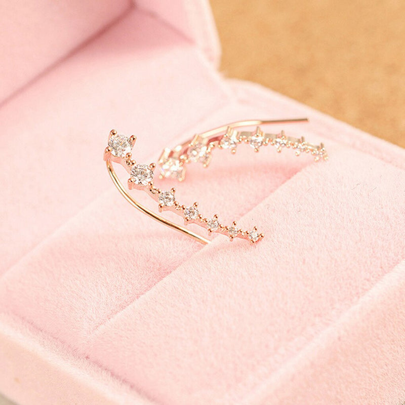 7 Crystal Ear Cuffs Hoop Climber Stud Earrings Star Ear Stud Pin-Earrings-Arimonz-Arimonz